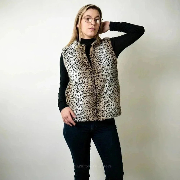 Vintage 1990s Leopard Animal Print Cobblestone Canyon Cheetah Faux Fur Vest - S - Picture 9 of 10